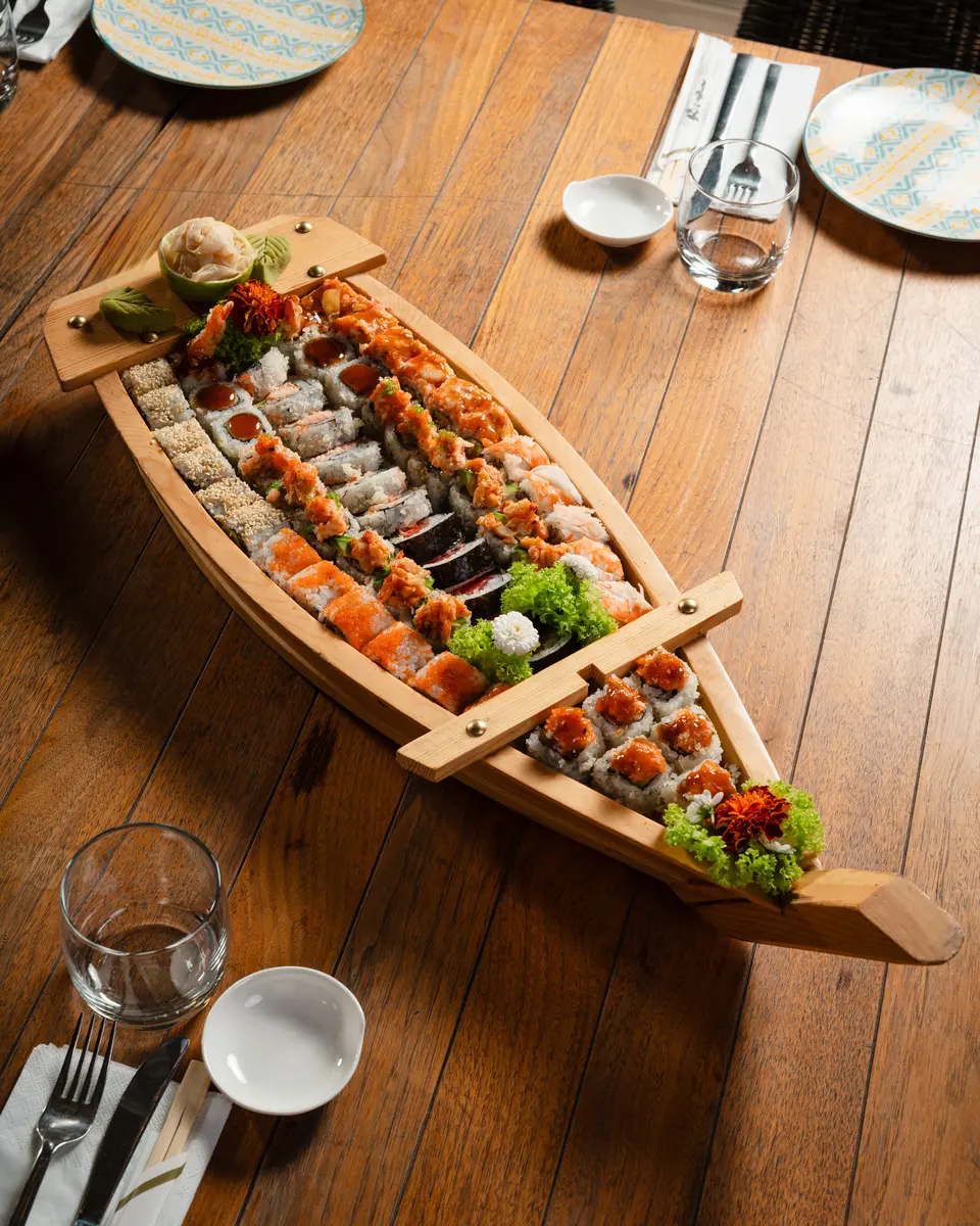 A generous Japanese sushi boat